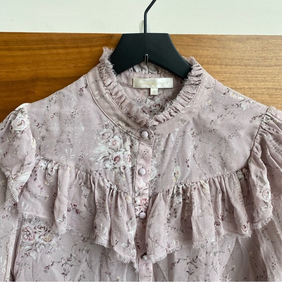 LoveShackFancy floral silk ruffle top, Size S - Picture 3 of 10